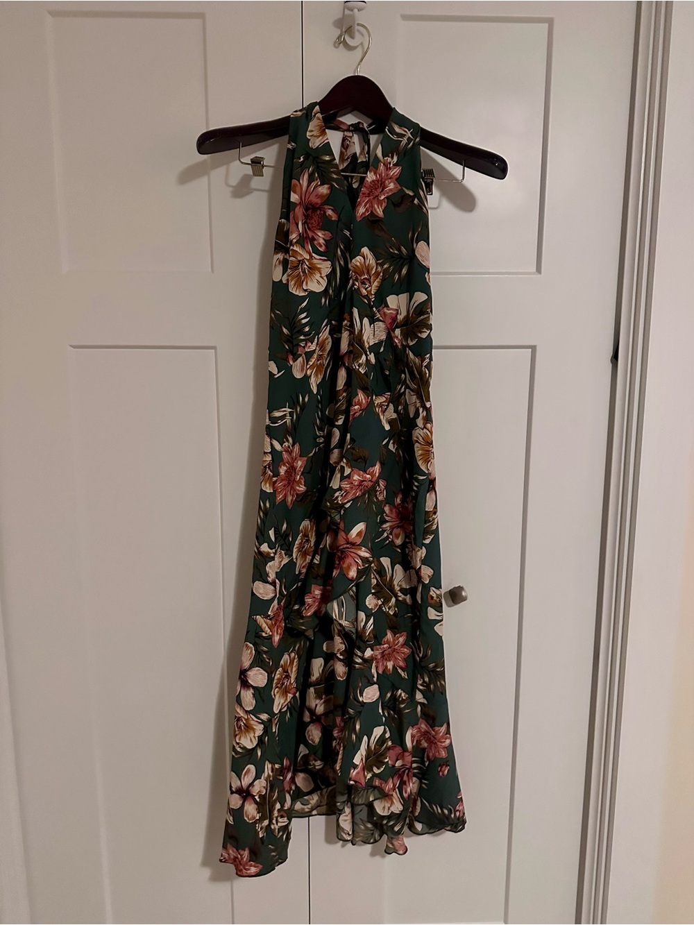 JJs House Green Floral Maxi Halter Dress NWT XL